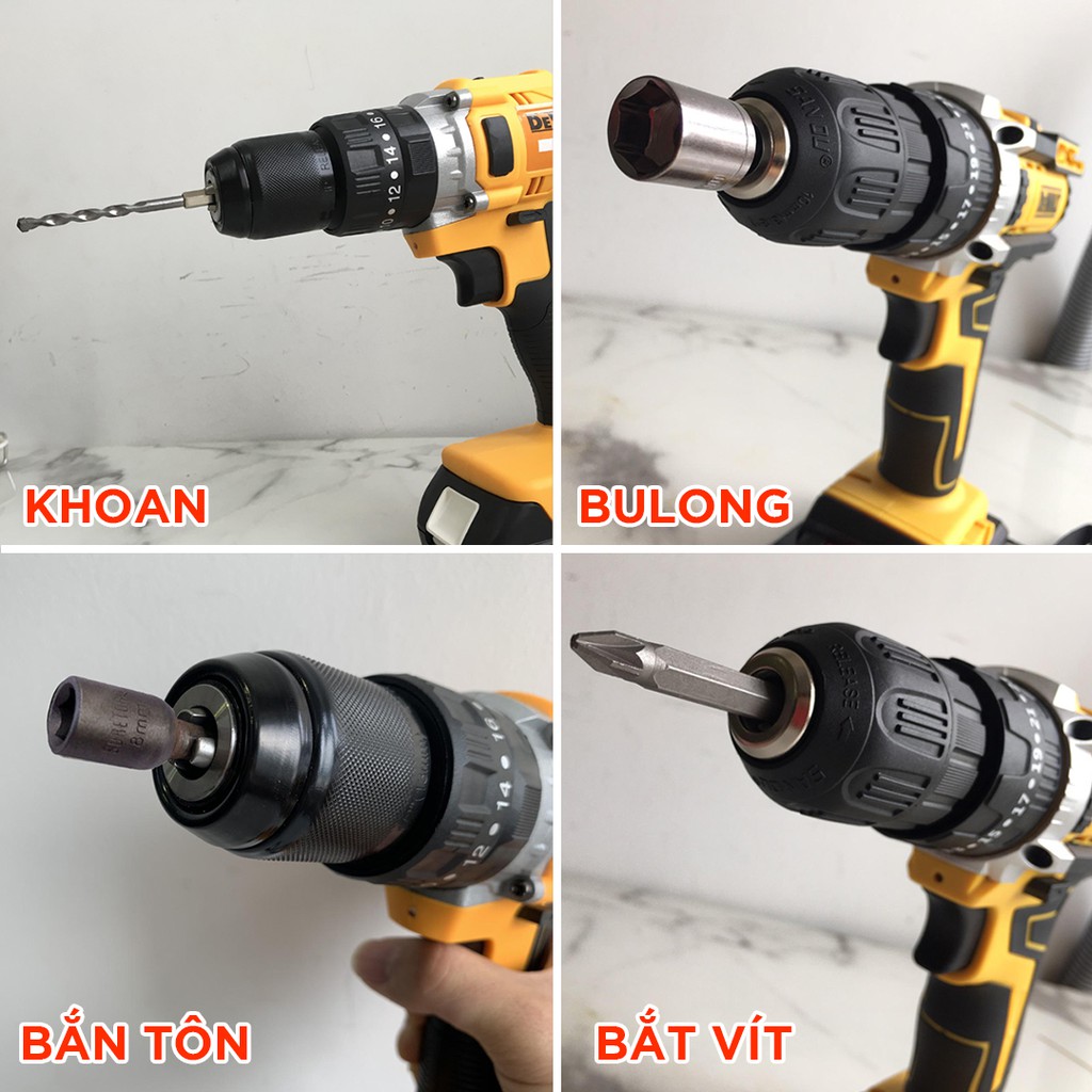 MÁY KHOAN DEWALT 38V - 3 CHỨC NĂNG - CÓ BÚA - KHOAN, BẮT VÍT, SIẾT BULONG - PIN 10 CELL - MÁY KHOAN PIN DEWALT 36V