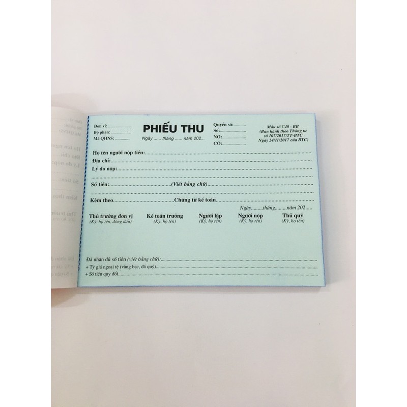 Phiếu thu 2 liên / Phiếu chi 2 liên giấy carbon đẹp loại 100 tờ/ quyển