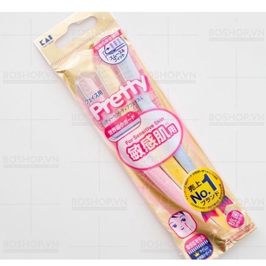 Dao Cạo Mặt Kai Pretty For Sensitive Skin 3 Cái Nhật Bản
