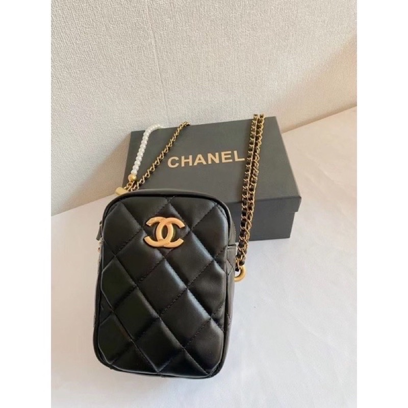 túi Chanel Vip Gift chữ nhật dây trai size 13x17x6cm