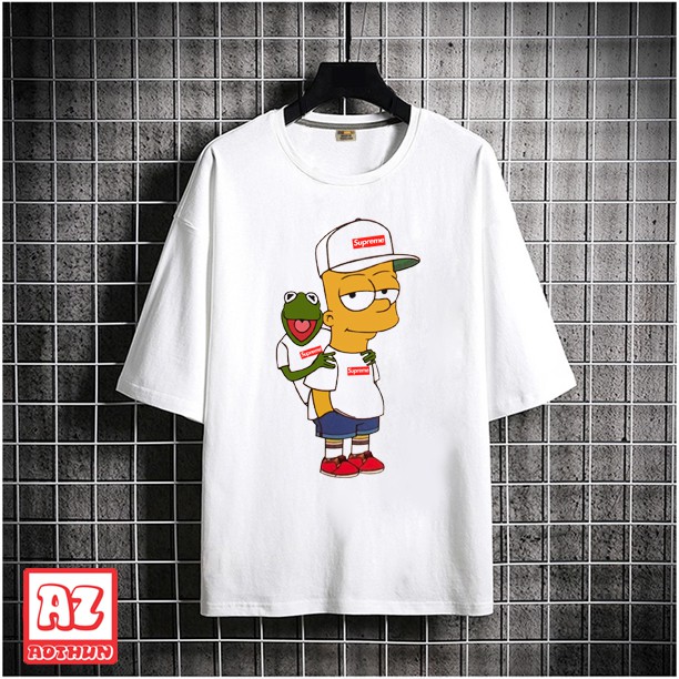 Áo thun in hình Simpson và Con Ếch Xanh bape tay lửng ( lỡ )