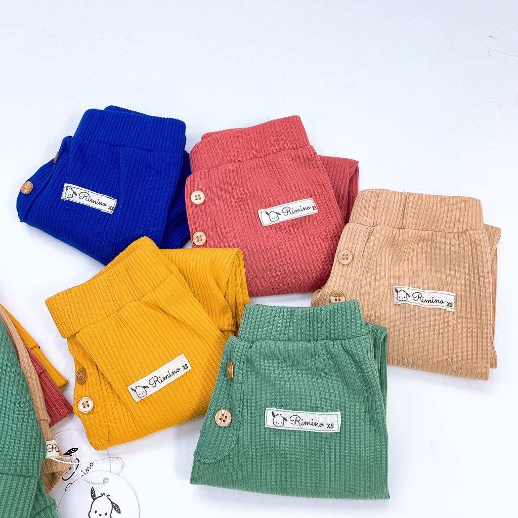 Đồ bộ dài tay chất len gân trơn nắp túi thu đông cho bé (QATE503)