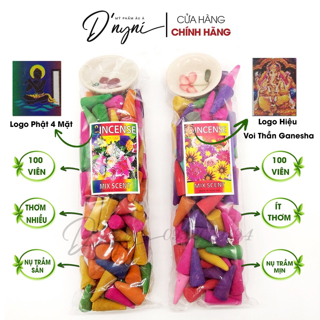 Trầm Hương Nụ MIX SCENT Nhiều Hương Hoa Thái Lan (100 nụ kèm chén sứ)