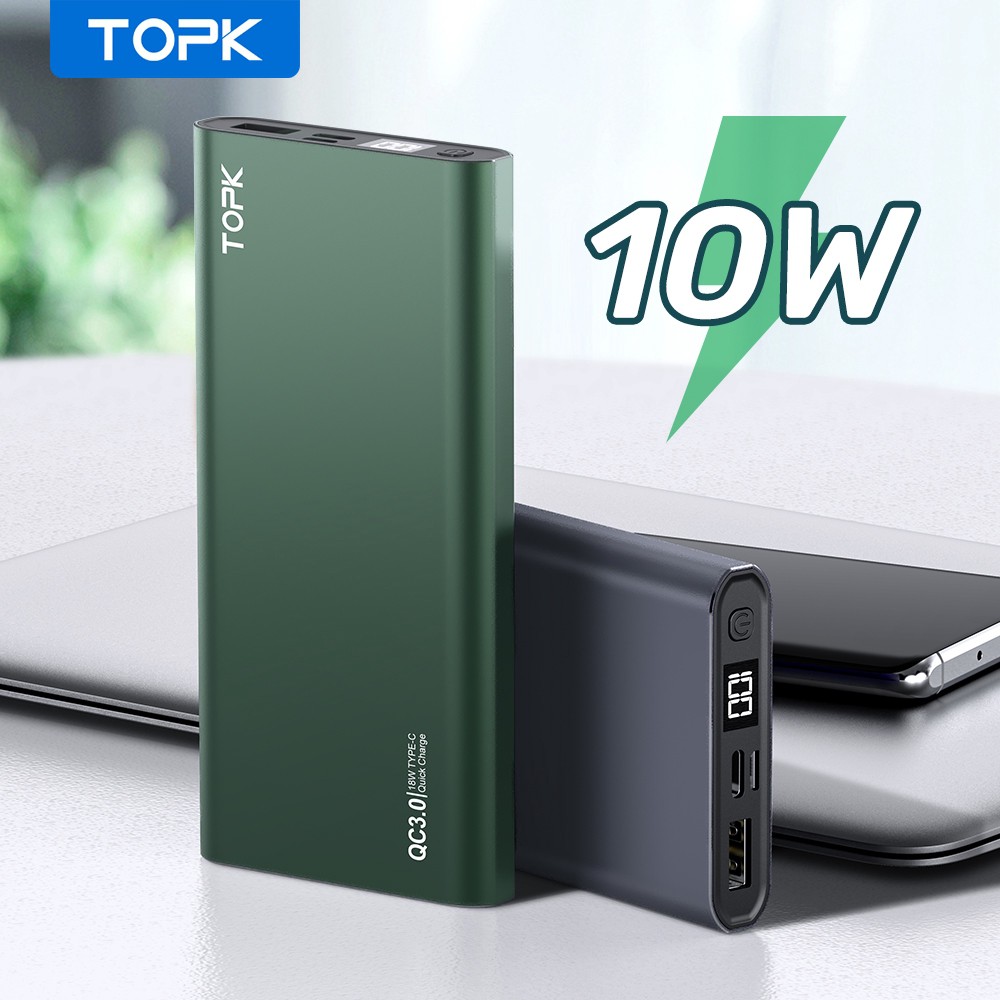 [Chính hãng,sạc nhanh 18w] Sạc dự phòng Out Type-C TOPK 10.000 mAh I1006P