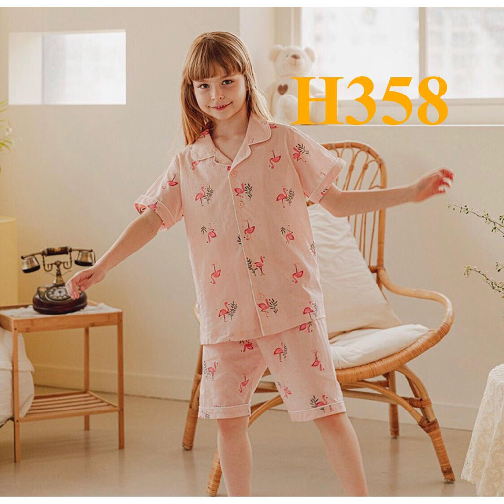 * Mã H358: Bộ Pijama vải cotton organic cao cấp xuất Hàn, hàng dành cho cả bé trai và gái.