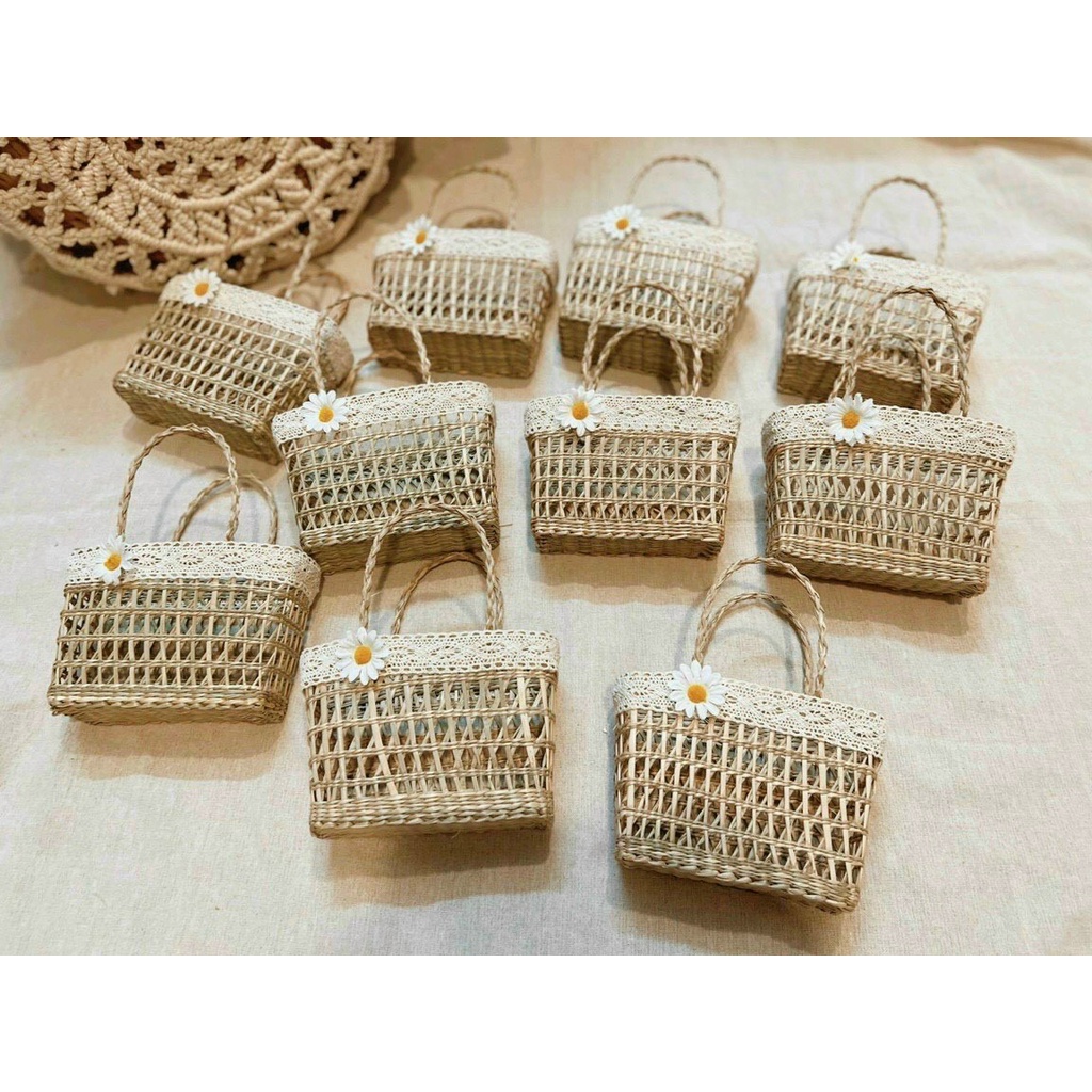 Túi cói cầm tay chụp ảnh, túi cói đi biển vintage đa dạng mẫu mã, thân thiện với môi trường, giỏ cắm hoa  M93