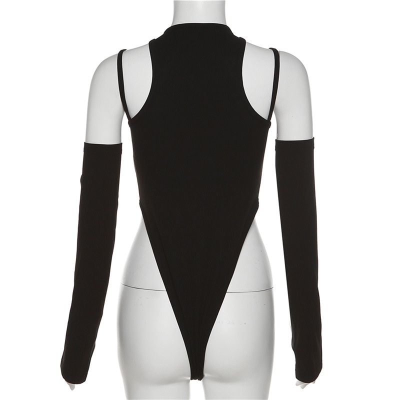 Bộ Áo Liền Quần Dáng Ôm Với Găng Tay Hở Lỗ Quyến Rũ Cho Nữ