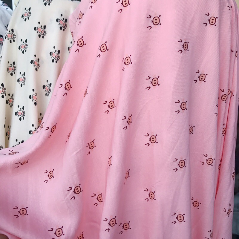 vải đũi mịn hình heo và bò sữa siêu hot