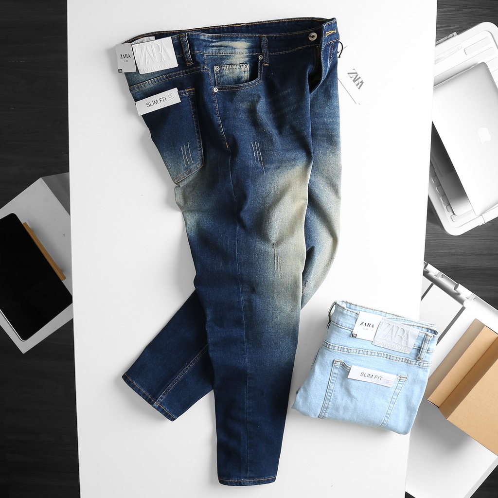 Sale - Quần jean dài nam bigsize tông xanh trơn sz 85 - 15kg - mã 024 &amp; 025