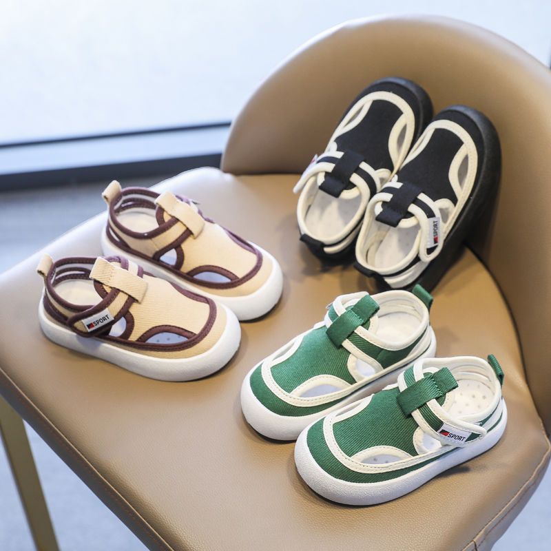 Giày Sandal Vải Canvas Đế Mềm Chống Trượt Thoáng Khí Thời Trang Cho Bé Trai Và Gái