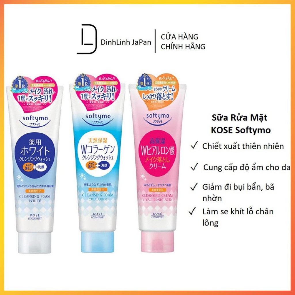 Sữa Rửa Mặt KOSE Softymo Nội Địa Nhật Bản (3 Loại) 220g