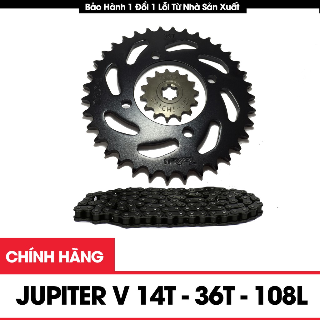 Bộ nhông xích Yamaha Jupiter V chính hiệu Daichi thông số (15T-36T–104L)