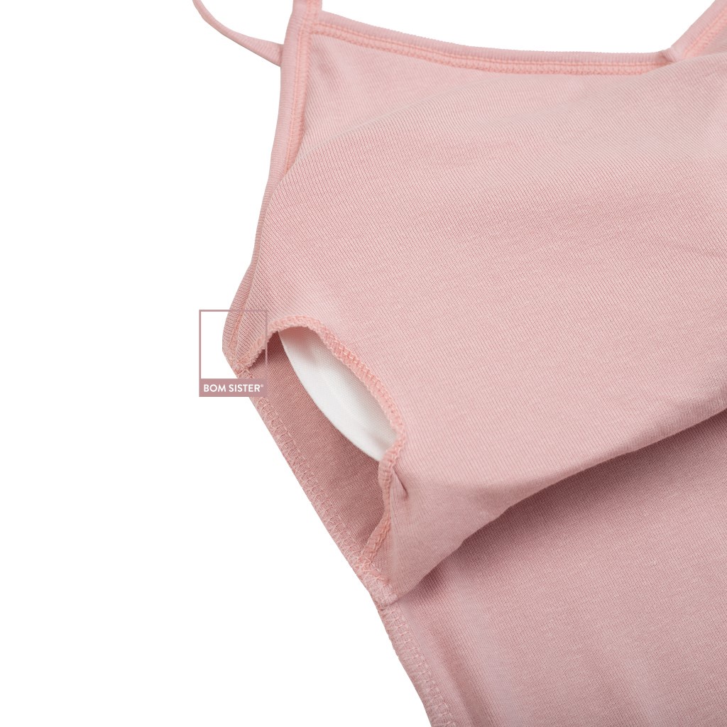 Áo lá cotton pha màu trơn khoét lưng mút có thể tháo rời BOM SISTER BR629