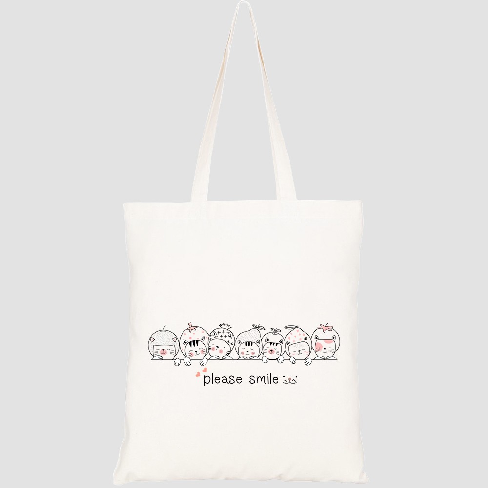 Túi vải tote canvas HTFashion in hình cute cat cartoon style HT154