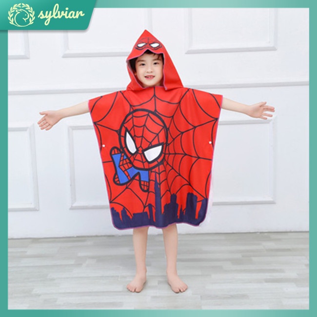 Khăn Choàng Tắm Có Mũ Trùm Đầu Mau Khô Họa Tiết Hoạt Hình Dành Cho Bé 0-12 Tuổi