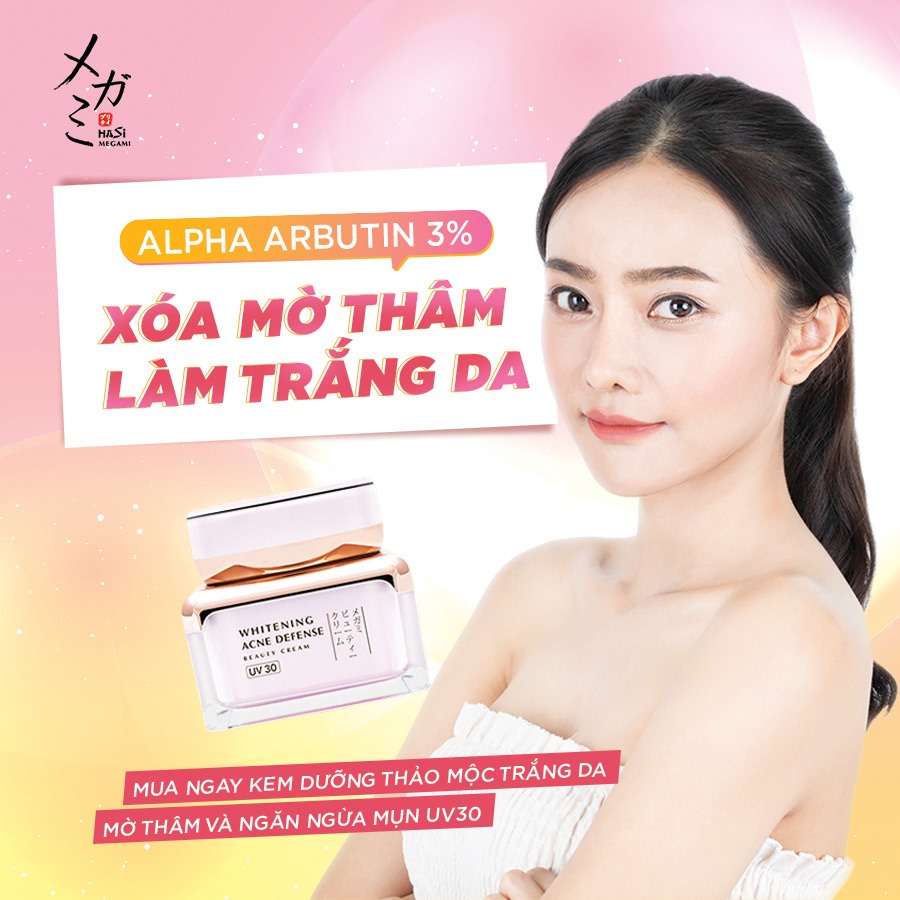 Kem dưỡng trắng da , mờ thâm và ngăn ngừa mụn UV30 HASI MEGAMI Whitening Acne Defense Beauty Cream