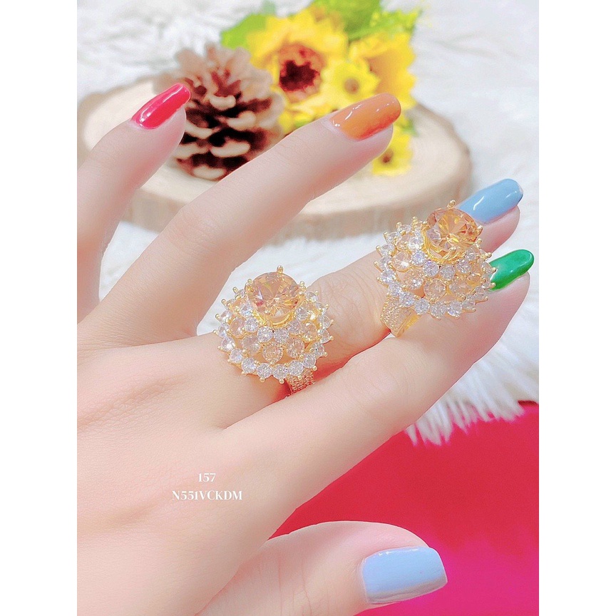 Nhẫn Nữ Mạ Vàng 18k Đính Đá Màu Trà 05.180822 - Mang đi chơi, đi tiệc đều đẹp