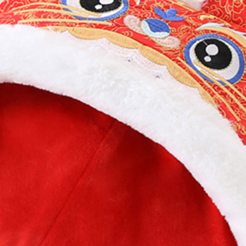 Mũ Giữ Ấm Mùa Đông Thêu Họa Tiết Hoạt Hình Phong Cách Trung Hoa Cho Bé