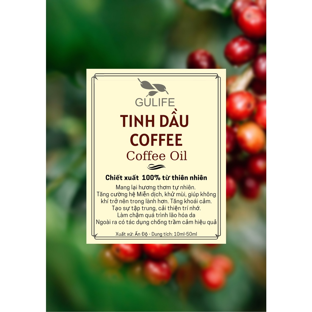 Tinh dầu Cafe Chiết Xuất Từ Thiên Nhiên GULIFE - Coffee - Giảm Căng Thằng, Thơm Phòng &amp; Thư Giãn