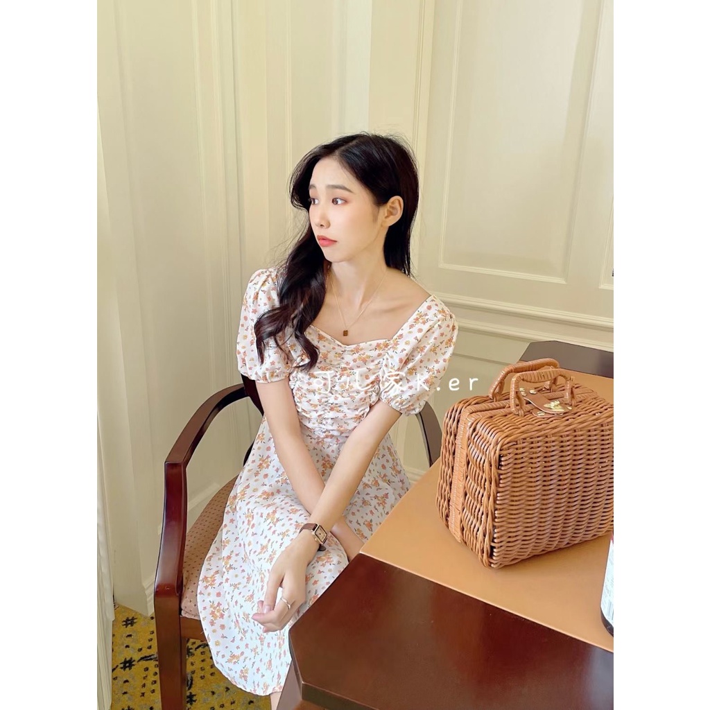 Váy hoa nhí nhún ngực họa tiết chùm hoa xinh Ker Ulzznag style 🌹 Hàng Quảng Châu