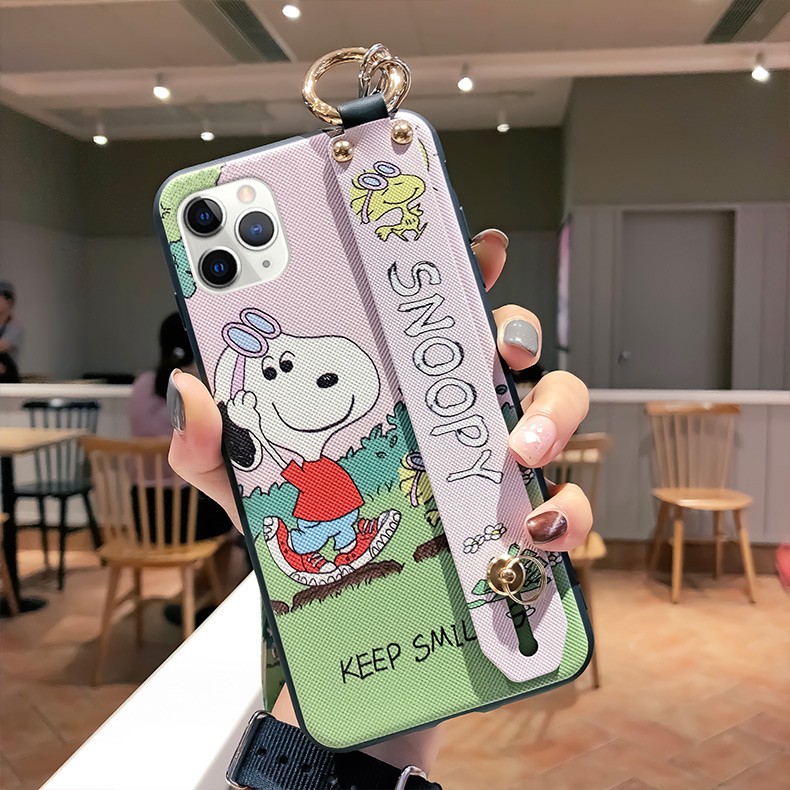 Ốp điện thoại mềm kèm dây đeo và giá đỡ dành cho iphone 11 pro max/X/XR/Xs Max/6/6s/7/8 Plus