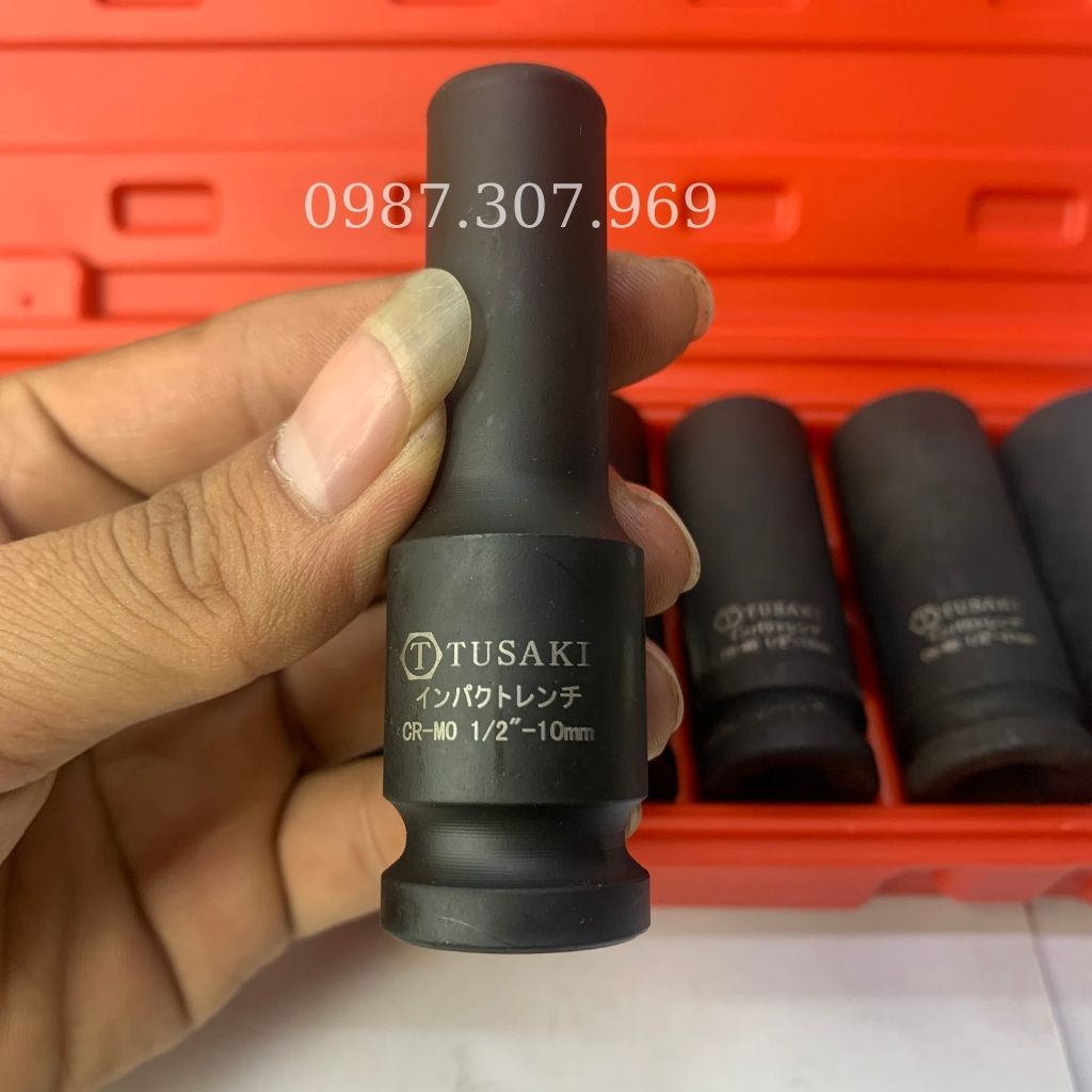 Bộ Khẩu, Bộ Tuýp 10 món Vặn Bulong 1/2 inch 12 cạnh  sửa chữa ô tô,xe máy Cao Cấp TUSAKI-JAPAN