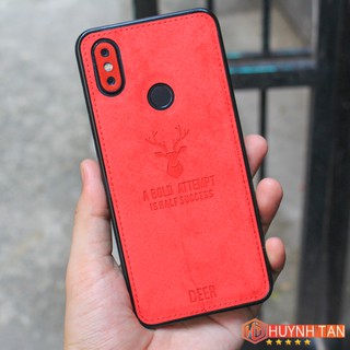 Ốp lưng Xiaomi Mi 6X / Mi A2 vân da khắc hình Nai viền chỉ(Đỏ)