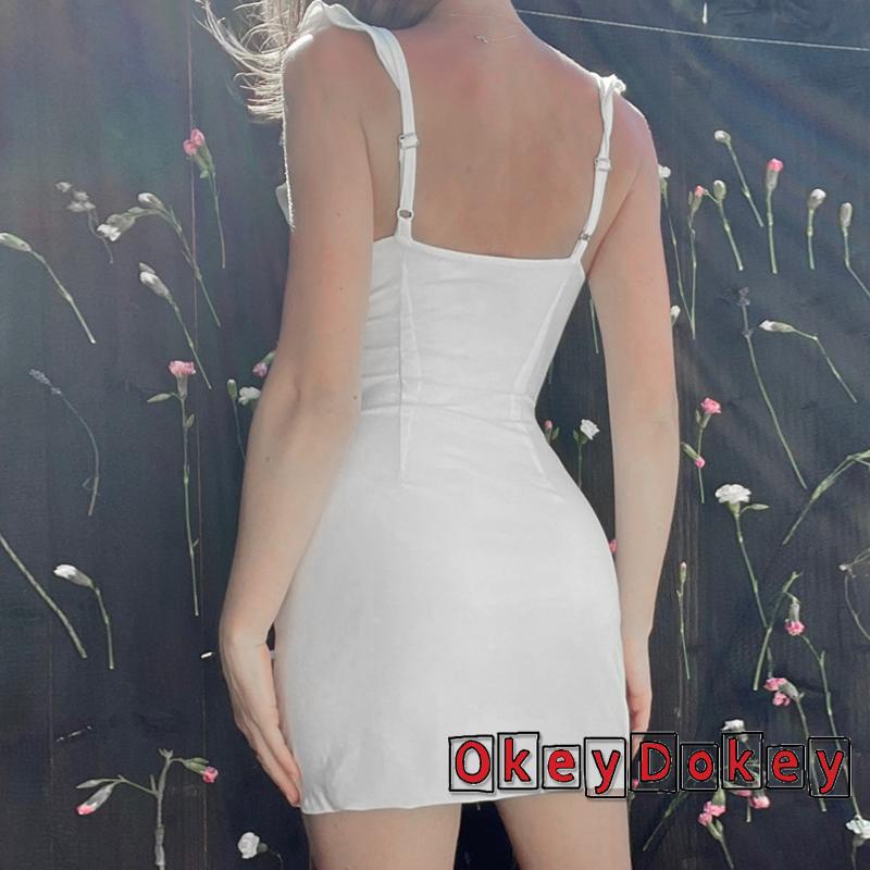 Đầm Mini Ôm Dáng Không Tay Cổ Chữ V Khoét Sâu Gợi Cảm Cho Nữ