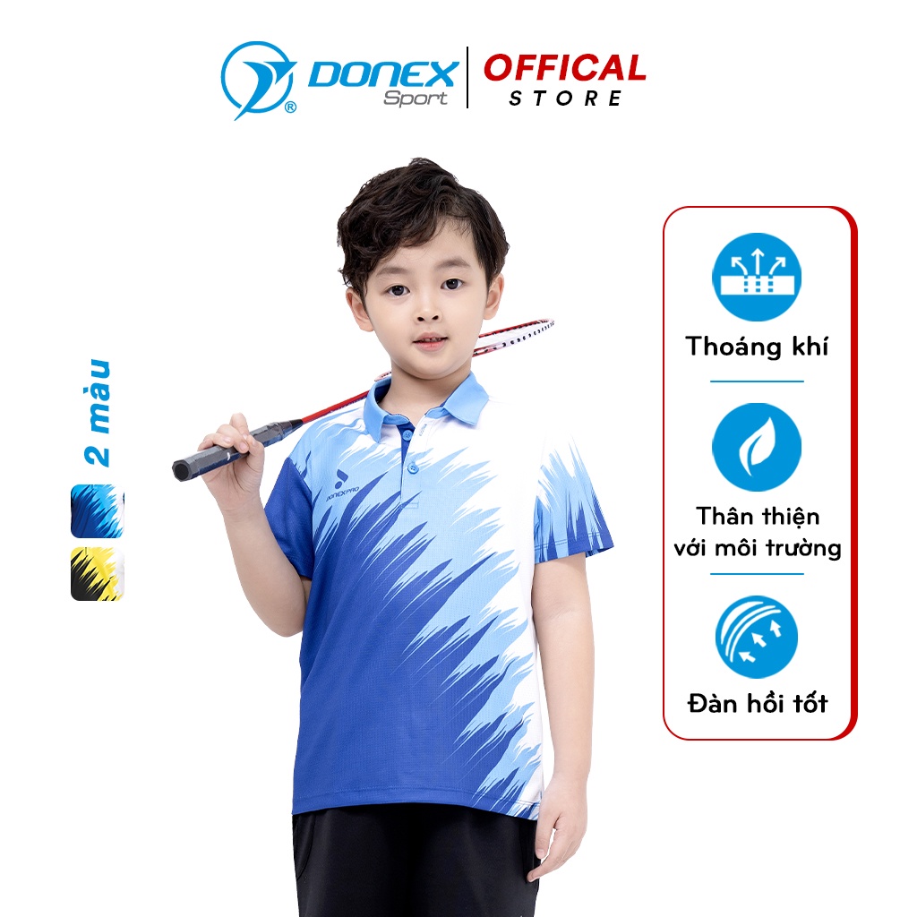 Áo Thể Thao Trẻ Em DONEXPRO Form Regular, Cổ Bổ Trụ, In Chuyển Nhiệt Bền Màu, Chất Vải Thun Mè Caro TC-1026