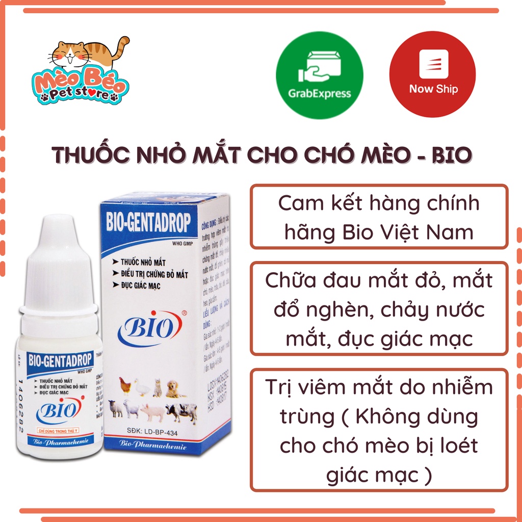 Nhỏ Mắt cho Chó Mèo Bio - Gentadrop 10ml