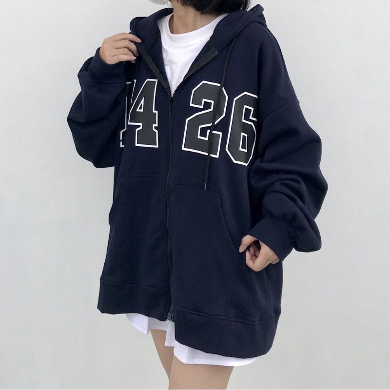 Áo khoác Nỉ unisex from rộng có mũ in F426, áo khoác hoodie dài tai có 3 màu