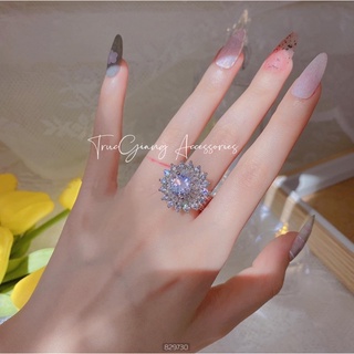 Nhẫn xi bạch kim đế hoa đá siêu đẹp