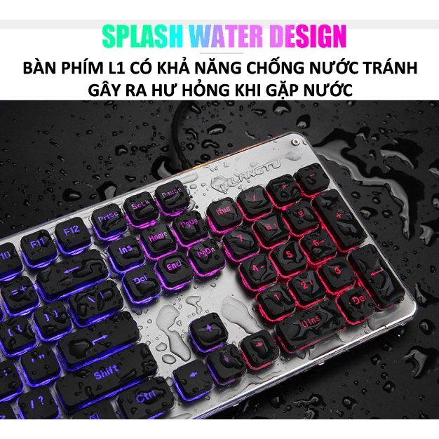 Bàn phím LANGTU L1 chuyên game mặt nhôm cao cấp full size 104 phím có đèn led viền 7 màu - VL