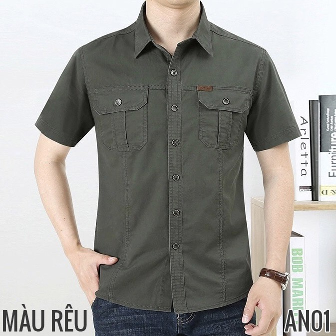 ÁO SƠ MI KAKI NAM HAI TÚI TRƯỚC - AN1 | BigBuy360 - bigbuy360.vn