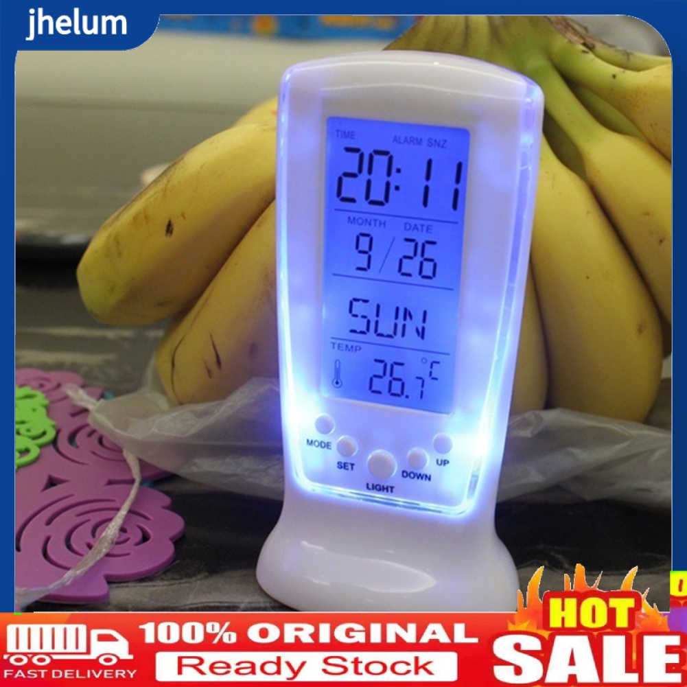 Đồng Hồ Báo Thức Điện Tử Để Bàn Có Đèn LED Hiển Thị Lịch Và Nhiệt Độ Tiện Dụng Cho Gia Đình/Văn Phòng