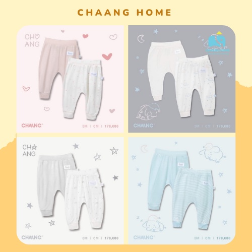 Chaang set 2 quần dài cotton cho bé trai bé gái sơ sinh mềm mịn