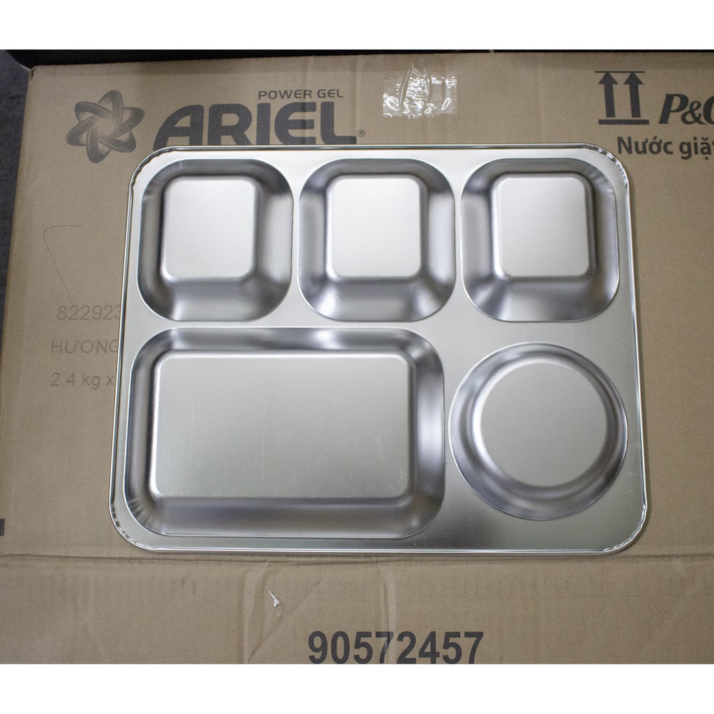 Khay cơm inox 5 ngăn 31 x 25cm