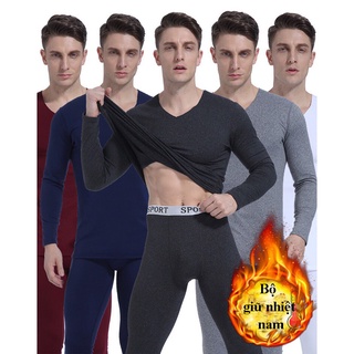 Bộ Giữ Nhiệt Nam [Hàng Cao Cấp] Bộ Quần Áo Lót Nỉ Mùa Đông Ấm Áp Cho Nam Cạp Bản To Đẹp