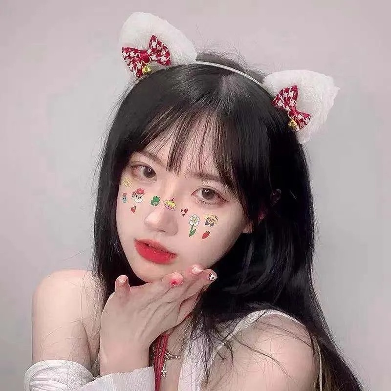 Bờm Tóc, Băng Đô Cài Tóc Hình Tai Mèo Dễ Thương Màu Đen Trắng Cute Cho Nữ
