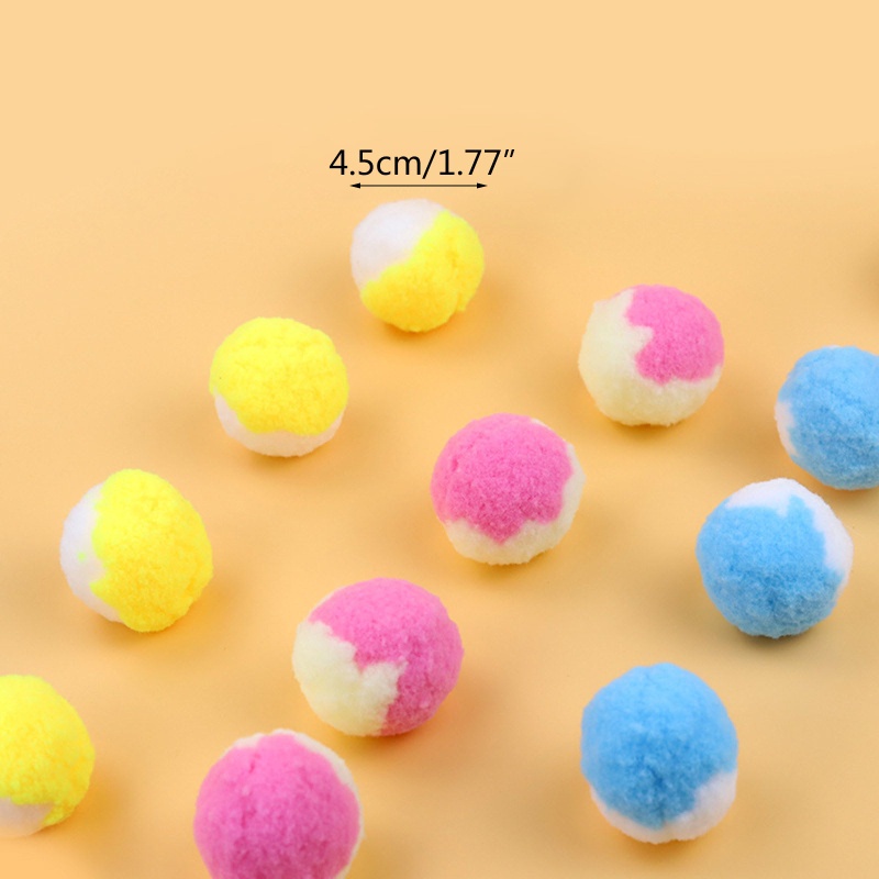 Set 12 Quả Cầu Lông Xù Mềm Đồ Chơi Cho Mèo