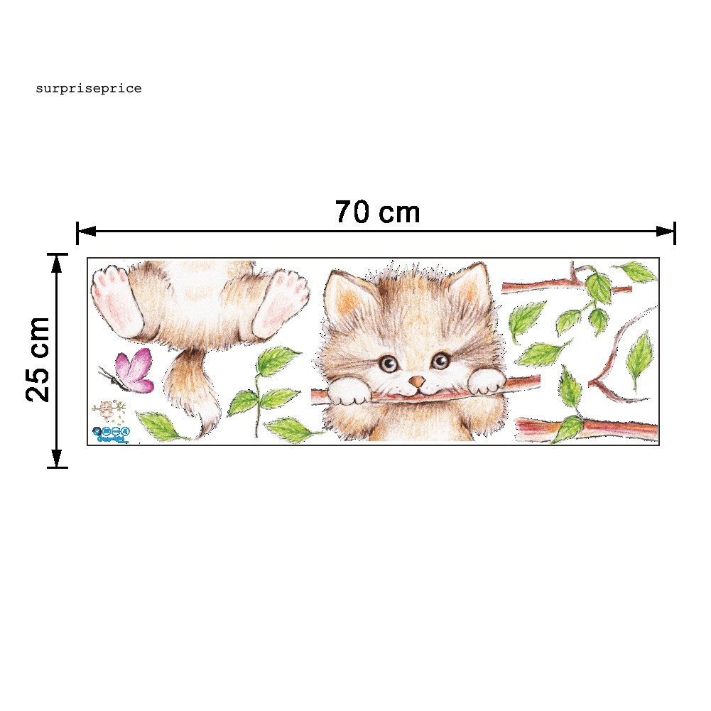 Giấy dán tường trang trí hình mèo hoạt hình dễ thương DIY