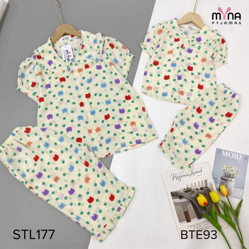 Bộ đồ ngủ lửng mẹ và bé, chất lụa mango cao cấp, hàng có size