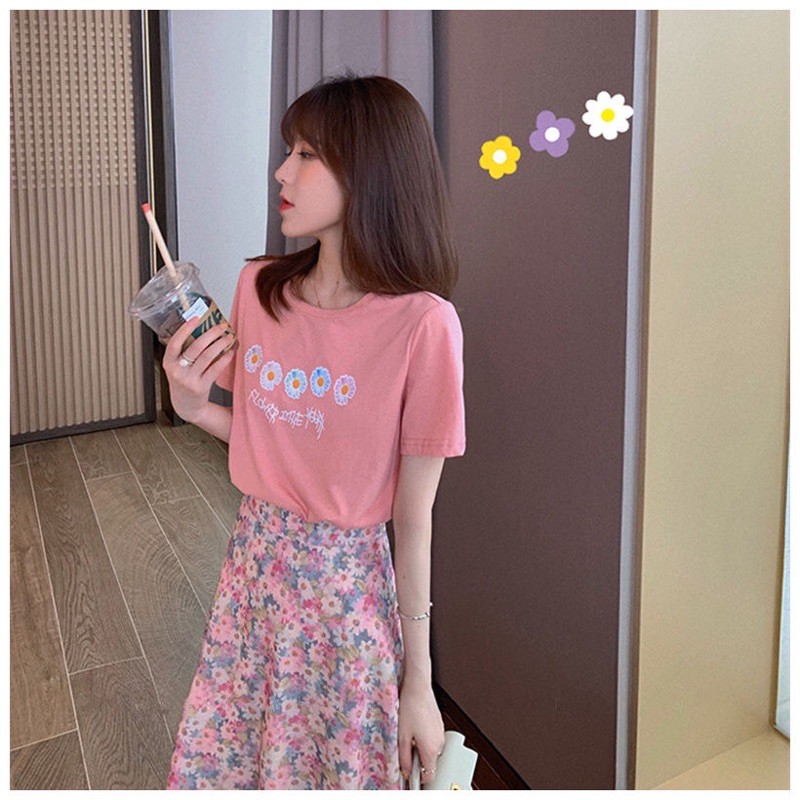 (Sẵn hàng Quảng Châu đủ size) Set áo phông + chân váy hoa | BigBuy360 - bigbuy360.vn
