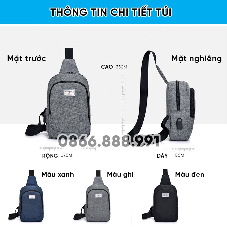 Túi Chéo Nam Thời Trang Cao Cấp, Có Cổng Sạc USB, Mã TC01 | BigBuy360 - bigbuy360.vn