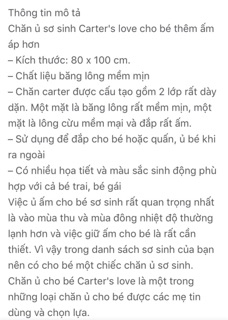 Chăn ủ sơ sinh carter love siêu đẹp