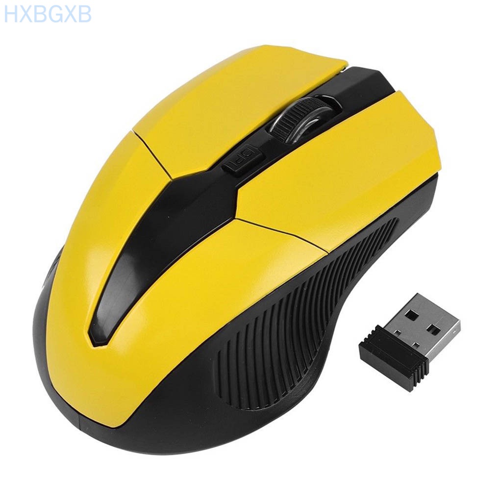 HXBG 2.4Ghz Wireless Mouse 1200DPI Adjustable Home Office Computer Game Optical Gaming Cordless Mice,Yellow