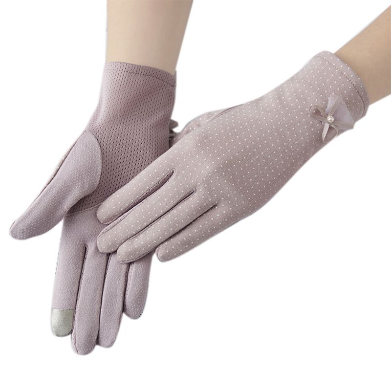 Găng Tay Lái Xe Chống Nắng Chống Trượt Có Thể Chạm Màn Hình Cảm Ứng Phối Nơ Dành