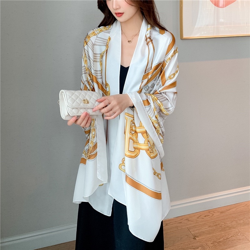 Khăn choàng lụa đi biển - Khăn choàng lụa thanh lịch size 90x180cm