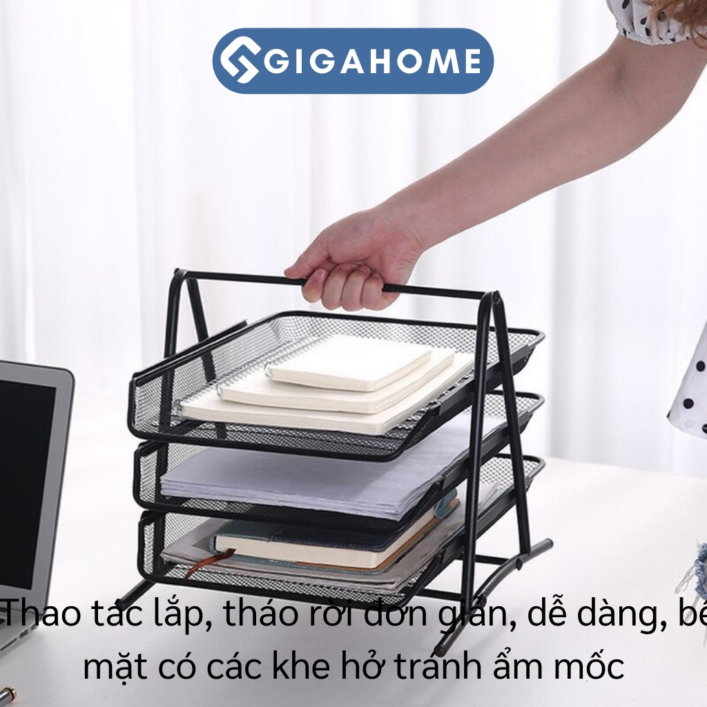 Kệ Sắt Đựng Tài Liệu, Hồ Sơ Văn Phòng GIGAHOME 3 Tầng Cao Cấp 9377