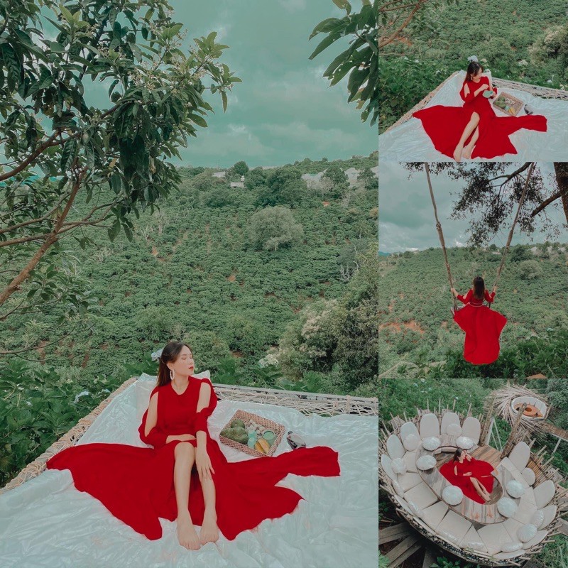 Đầm maxi xẻ tay kèm ảnh khách cuối bài